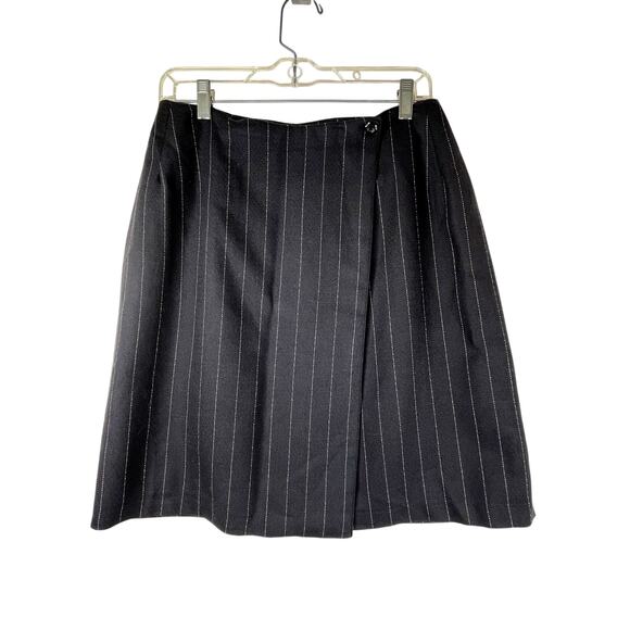 Blassport by Bill Blass wool pinstripe wrap mini skirt, size 12 - Picture 1 of 8